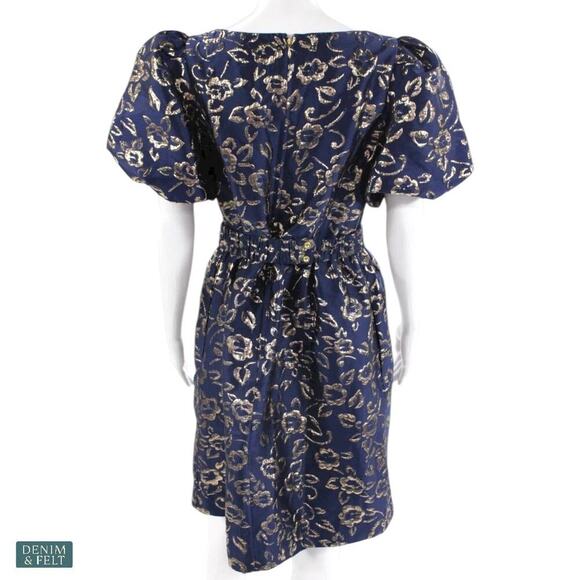 Lilly Pulitzer Kasslyn Navy Gold Puff Floral Brocade Party Pocket Dress Size 6 - Picture 10 of 14